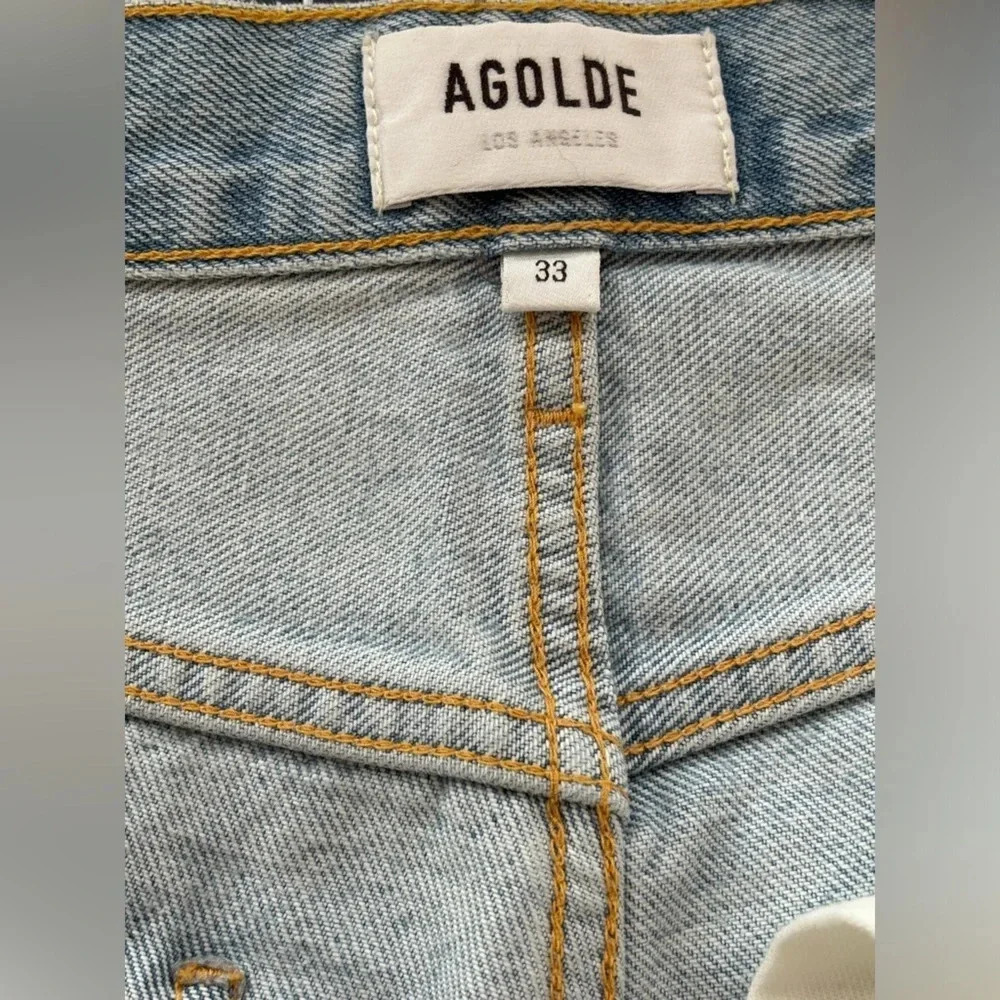 NWT Agolde 90s High Rise Pinch Button Fly Waist Jeans in Flashback Blue Size 33 - Picture 8 of 10